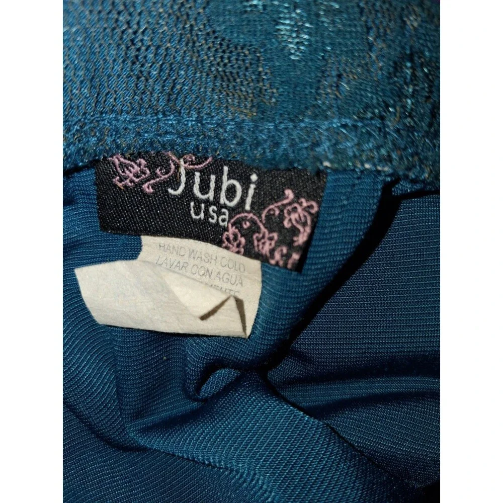 Jubi USA Vintage Y2K Boho Green Lace Overlay Skirt Rhinestone Detail Medium